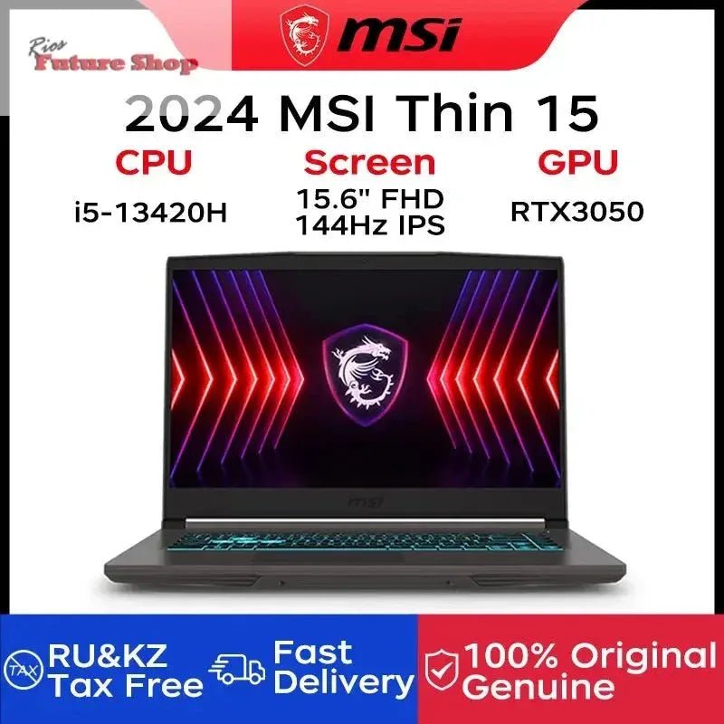 2024 MSI Thin 15 Gaming Laptop 15.6 Inch 2.5K FHD 144Hz IPS Screen Notebook i5-13420H 32GB 1TB RTX3050 Gaming Netbook Computer - Rios Future Shop