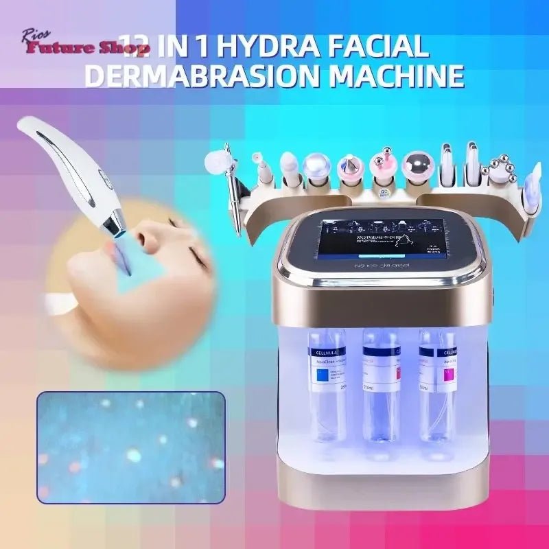Gold Hydra Bubble Skin Beauty Machine 11 in 1 Facial Care Oxygen Jet Peel Firming Dermabrasion salon Use Beauty Equipment - Rios Future Shop