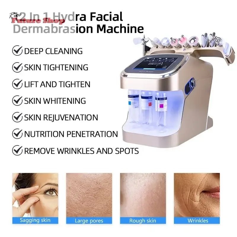 Gold Hydra Bubble Skin Beauty Machine 11 in 1 Facial Care Oxygen Jet Peel Firming Dermabrasion salon Use Beauty Equipment - Rios Future Shop