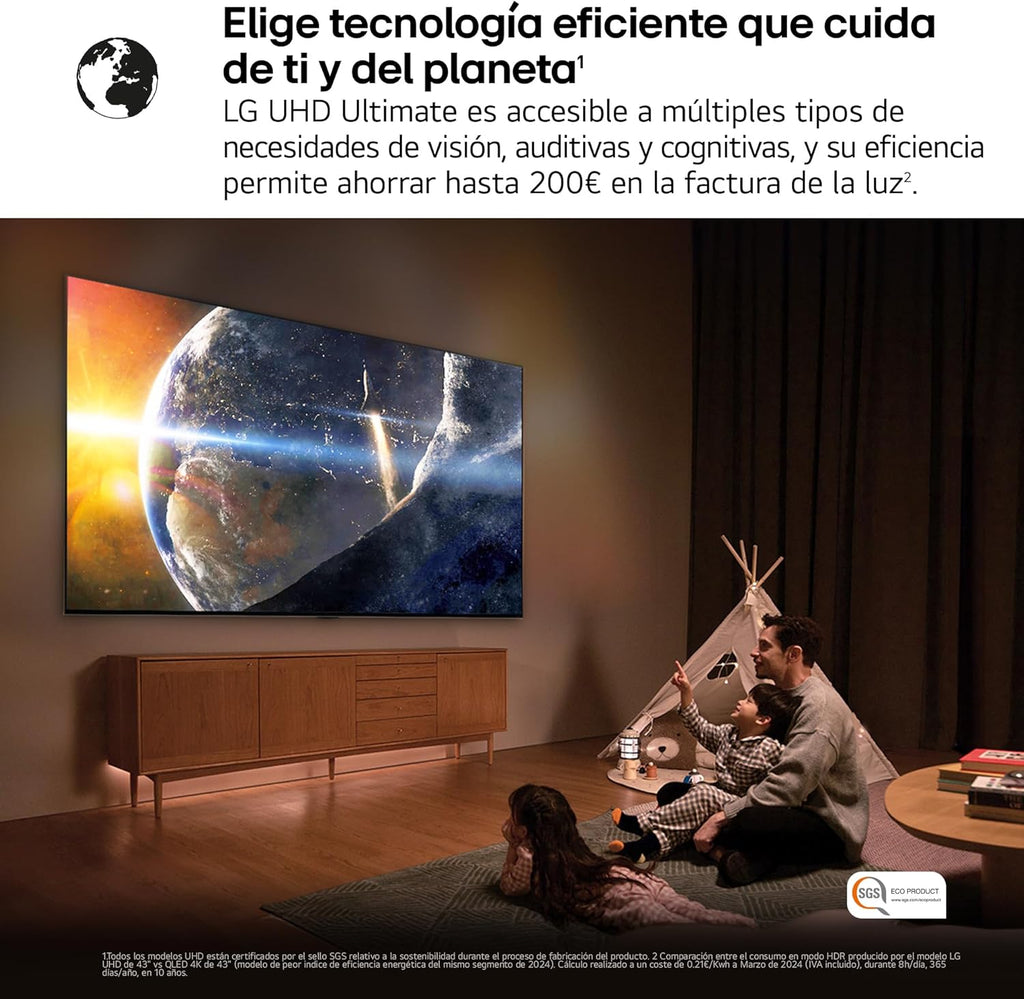 LG 55UA73006LA - TV 55", UHD 4K, WebOS 25, Ultimate IA, HDR10 Pro, Super Upscaling, Dolby Digital Plus, Google Assistant, Black