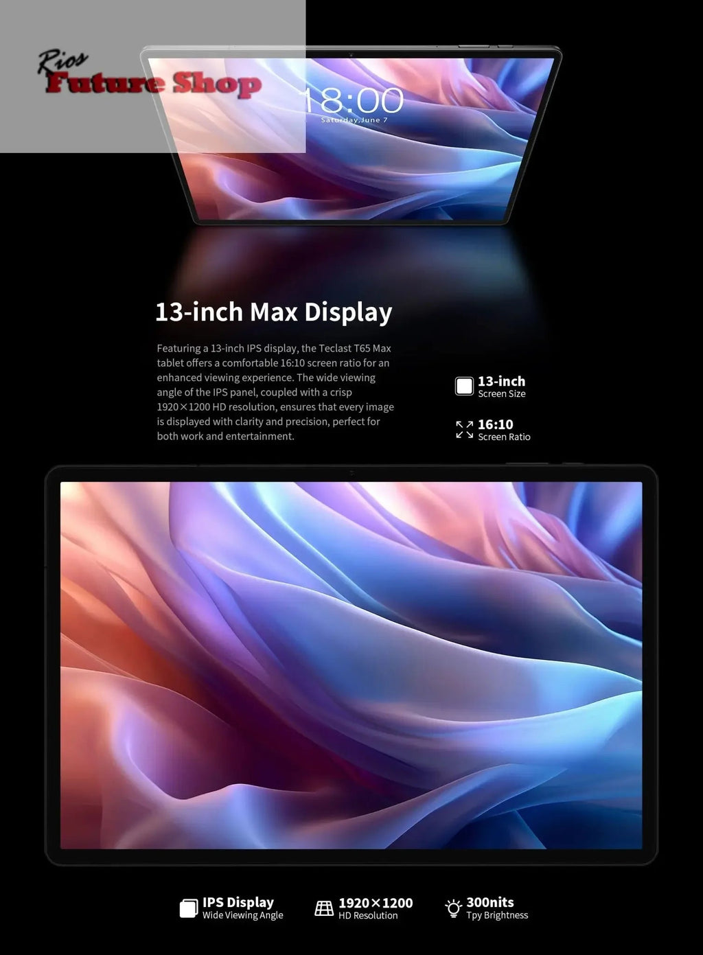 Teclast T65 Max 13" HD Display Android 14 Tablet - Rios Future Shop