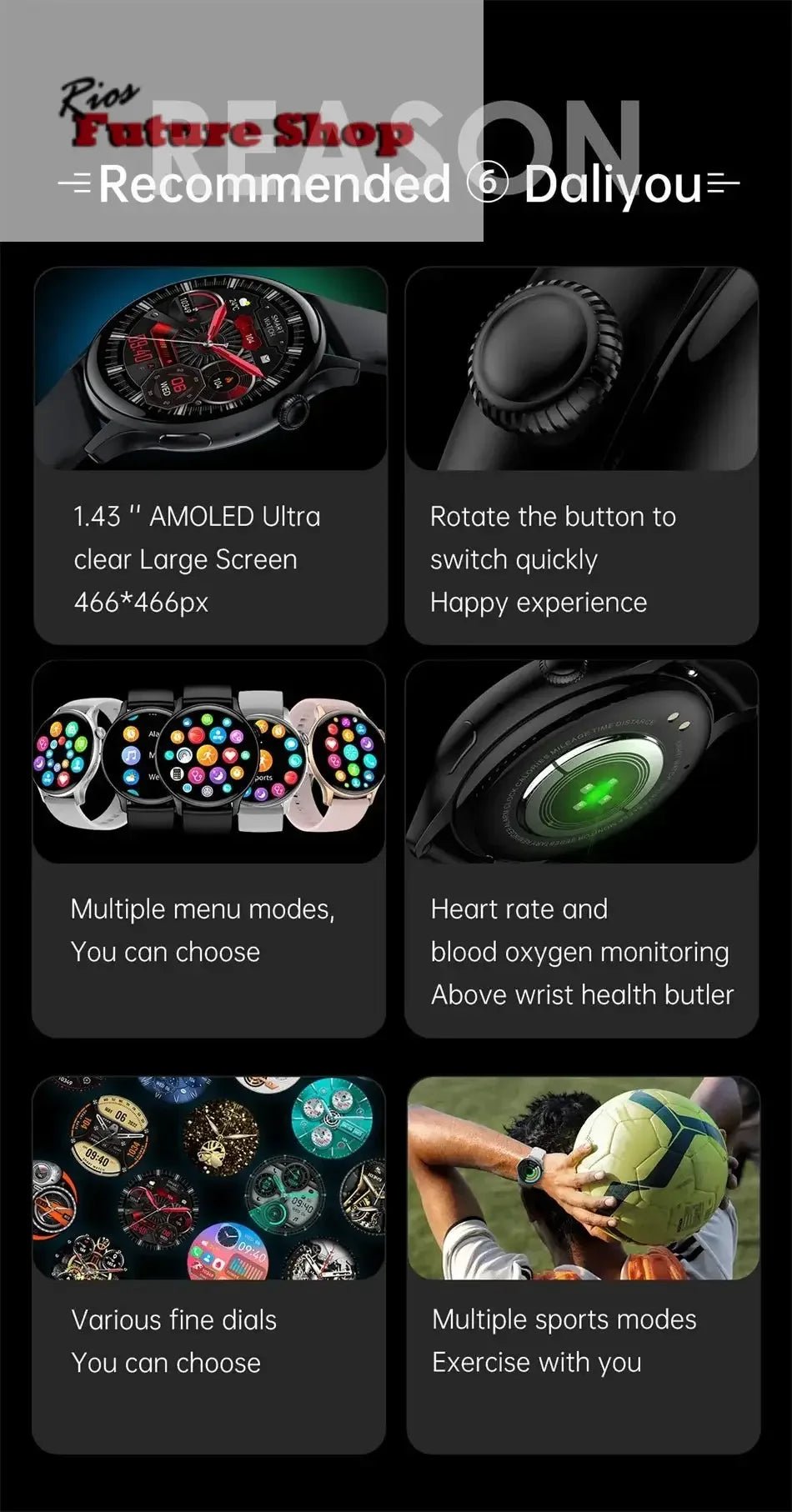 True AMOLED Sports Smart Watch - Rios Future Shop